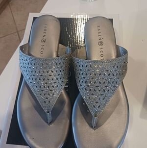 Karen Scott Glittering Silver Sandals